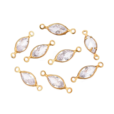 Brass Clear Cubic Zirconia Connector Charms KK-T070-08C-1