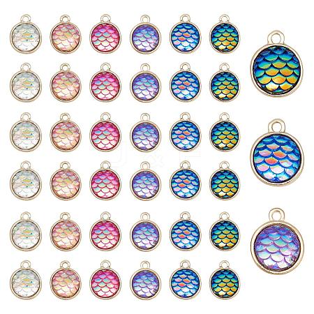   36Pcs 6 Colors Light Gold Alloy Resin Charms PALLOY-PH0001-82LG-1