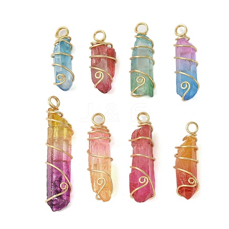 Two Tone Natural Dyed Quartz Pendants PALLOY-JF02800-01-1