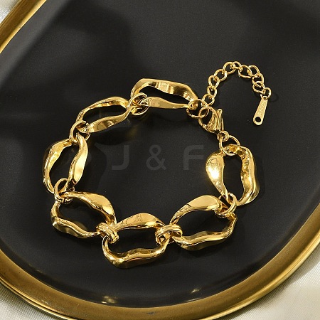 304 Stainless Steel Nuggets Link Chain Bracelets for Women BJEW-P348-01B-G-1