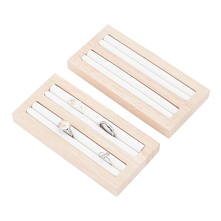 2-Slot Wooden Ring Display Stands ODIS-WH0025-88-1