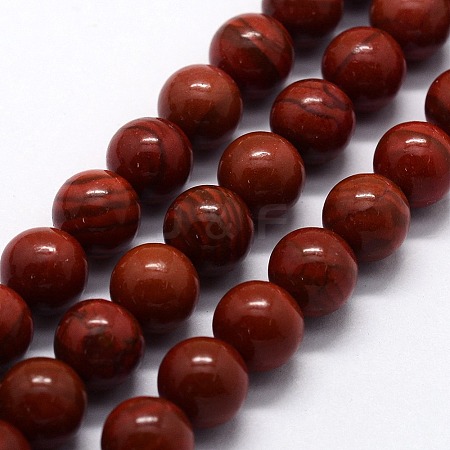 Natural Red Jasper Beads Strands G-I199-25-6mm-1