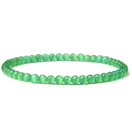 4mm Round Natural Dyed & Heated Green Onyx Agate Beads Bracelet for Men KG3069-25-1