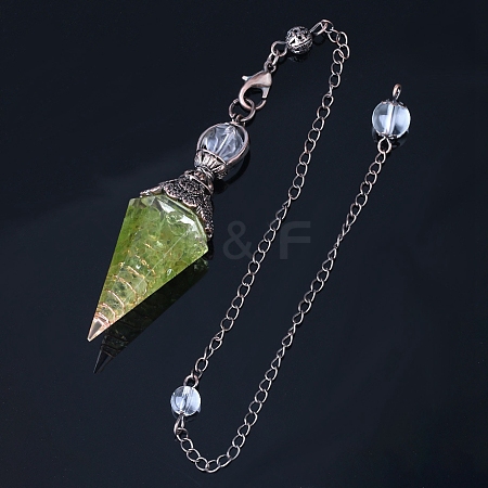 Natural Olive Quartz Hexagonal Pointed Dowsing Pendulums PW-WG44BA6-05-1