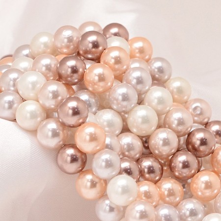 Round Shell Pearl Bead Strands X-BSHE-L011-6mm-L020-1