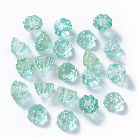 Transparent Spray Painted Glass Beads X-GLAA-T016-32B-1