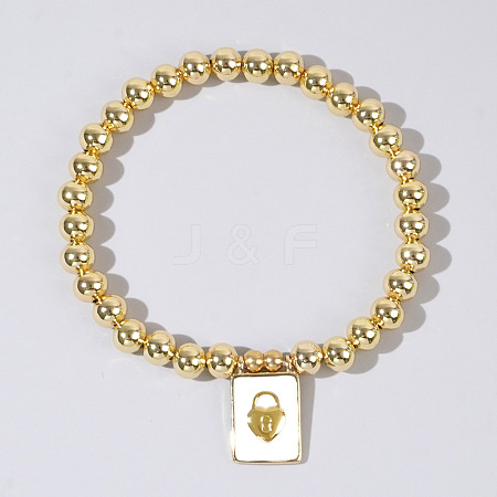 Personality Brass Round Bead Beaded Stretch Bracelets ST0339-6-1