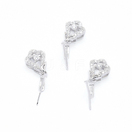 Anti-Tarnish Rhodium Plated 925 Sterling Silver Pendant Ice Pick Pinch Bails STER-I017-073P-1