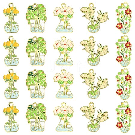 30Pcs 5 Styles Alloy Enamel Pendants ENAM-CJ0007-10-1