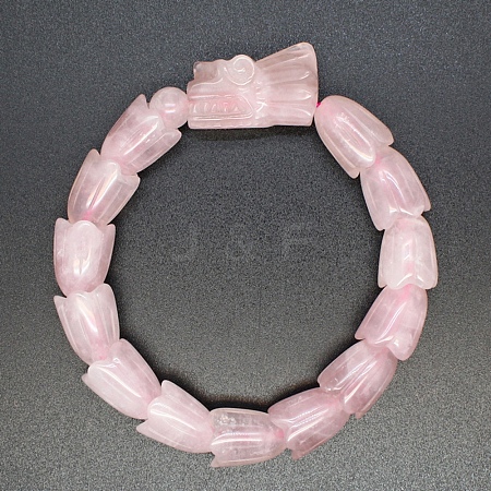 Natural Rose Quartz Beads Stretch Bracelets for Men PW-WG4D073-05-1