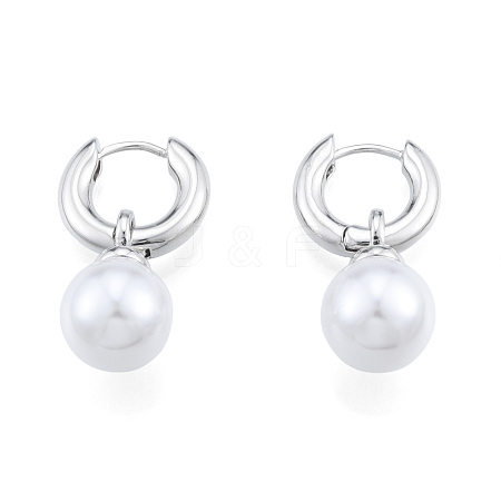 ABS Plastic Pearl Dangle Hoop Earrings EJEW-N011-106P-1