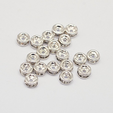 Rack Plating Rondelle Brass Grade A Rhinestone Spacer Beads X-RB-D300-S-1