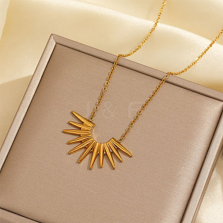 304 Stainless Steel Sun Pendant Necklaces WG29069-01-1