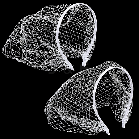 2Pcs 2 Colors Mesh Veil Cloth Hair Bands FIND-OC0003-95C-1