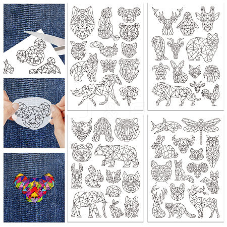 4 Sheets 11.6x8.2 Inch Stick and Stitch Embroidery Patterns DIY-WH0455-109-1