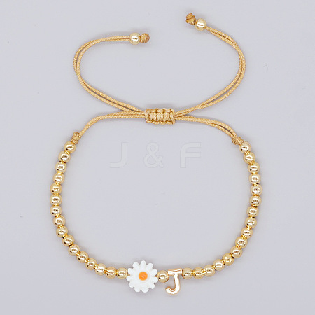 Golden Tone Daisy Braided Bead Bracelets WY1454-10-1