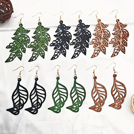 Hollow Iron Wood Dangle Earrings for Women WG4C2E1-01-1