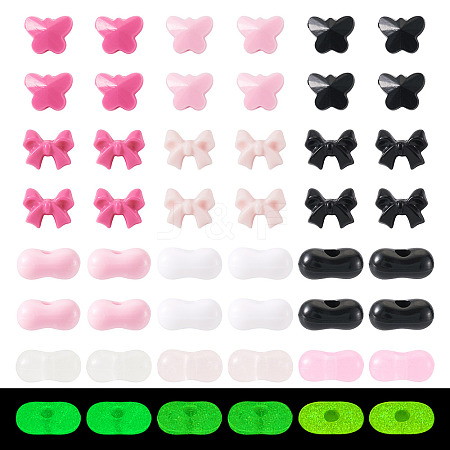 89G 4 Styles Opaque & Transparent Acrylic Beads Sets MACR-TA0003-02-1