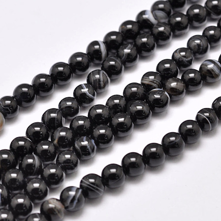 Natural Black Agate Bead Strands G-G962-12mm-12-A-1