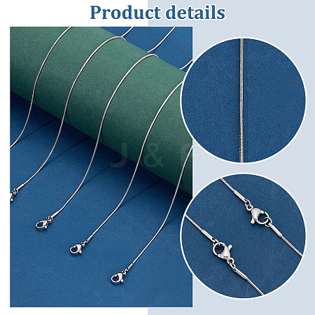   12Pcs 304 Stainless Steel Snake Chain Necklaces Set for Men Women STAS-PH0001-28P-1