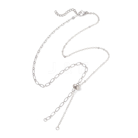 Brass Mixed Chain Slider Necklace Making AJEW-JB01563-02-1
