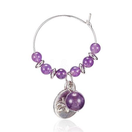 Natural Amethyst Wine Glass Charms AJEW-JO00154-05-1