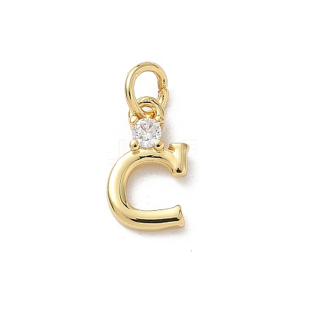 Brass Pave Clear Cubic Zirconia Charms KK-A273-01G-C-1