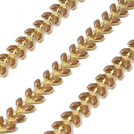 Brass Enamel Leaf Link Chains CHC-F021-02G-10-1