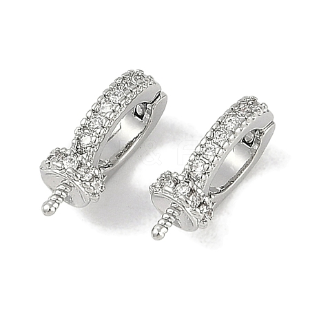 Brass Micro Pave Clear Cubic Zirconia Fold Over Clasps KK-I719-32P-1