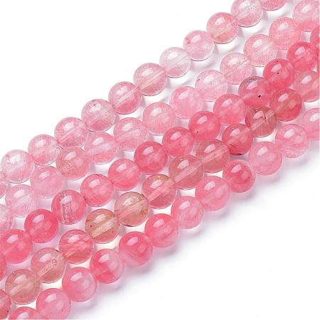 Cherry Quartz Glass Bead Strands G-R412-14-8mm-1