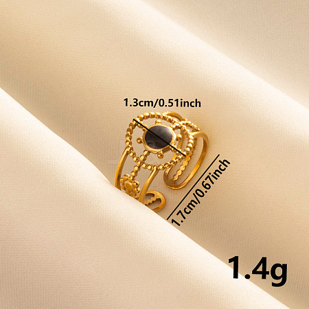 Stylish 304 Stainless Steel Enamel Cuff Ring SL3742-3-1