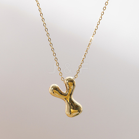 Brass Chunky Initial Pendant Necklaces WG97A63-25-1