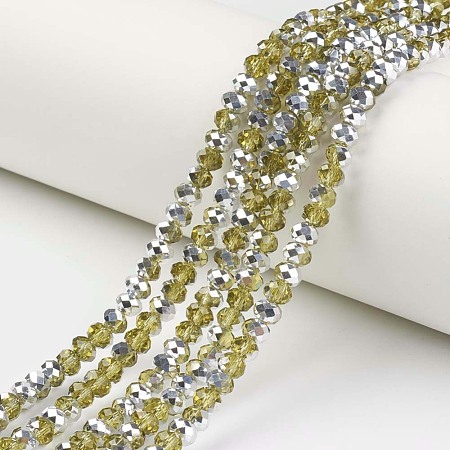 Electroplate Transparent Glass Beads Strands EGLA-A034-T10mm-M04-1