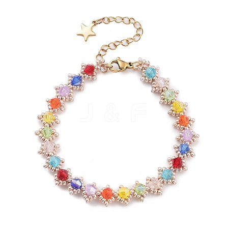 Bicone Woven Glass Beaded Bracelets for Women BJEW-MZ00109-1