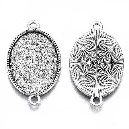 Tibetan Style Oval Alloy Cabochon Connector Settings LS-TIBE-Q038-002B-AS-RS-1