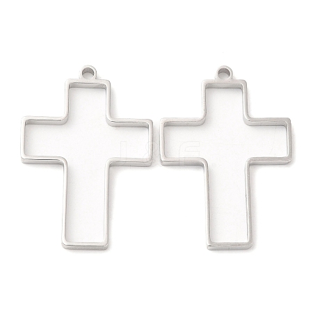 Non-Tarnish 304 Stainless Steel Open Back Bezel Cross Pendants STAS-Z040-08P-1