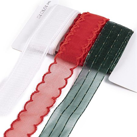 9 Yards 3 Styles Christmas Theme Polyester & Polycotton Ribbons Sets SRIB-A015-01A-06-1