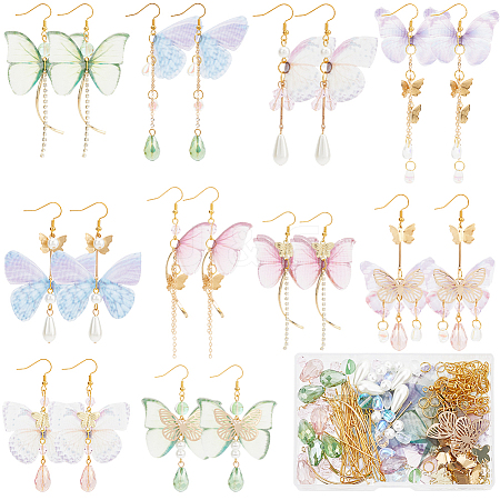 DIY Polyester Butterfly Dangle Earring Making Kits DIY-SC0026-62-1