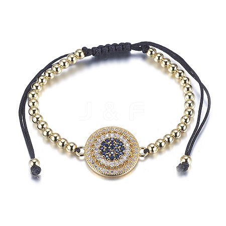 Adjustable Brass Braided Beaded Bracelets LS-BJEW-F282-29G-RS-1