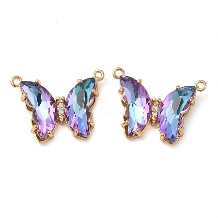 Brass Pave Faceted Glass Connector Charms FIND-Z020-03N-1