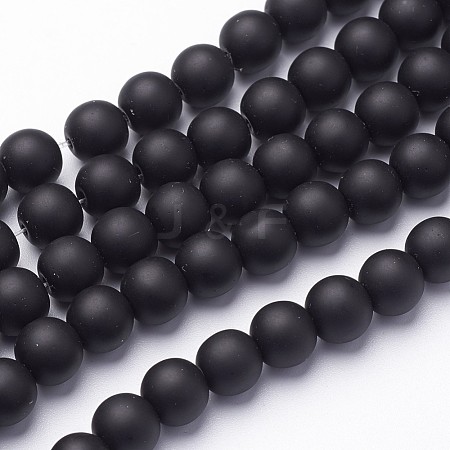 Synthetic Black Stone Beads Strands X-G508-6-1