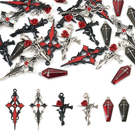 24Pcs 6 Styles Alloy Enamel Pendants ENAM-TA0001-56-1