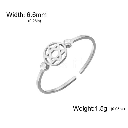 304 Stainless Steel Rhinestone Cuff Open Rings WGC7962-03-1