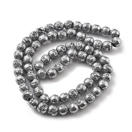 Electroplated Natural Lava Rock Beads Strands G-A251-B01-01C-1