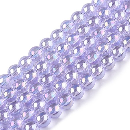 Electroplate Transparent Glass Beads Strands GLAA-T032-T4mm-AB01-1