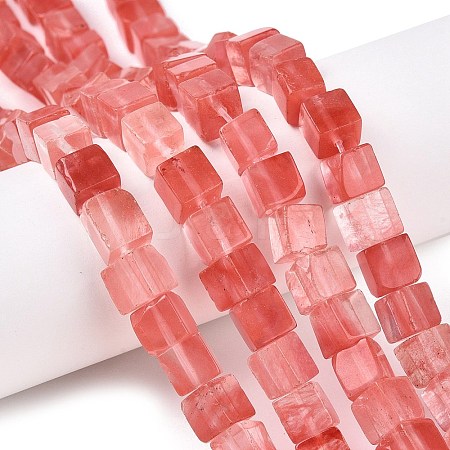 Cherry Quartz Glass Beads Strands G-T139-8x8-37A-1