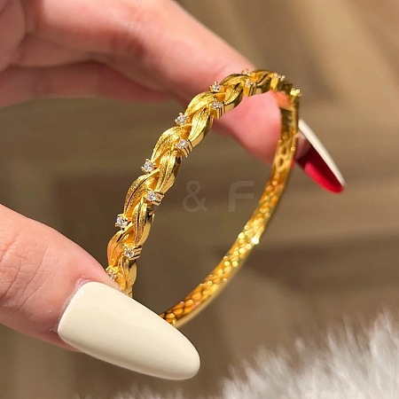 Brass Micro Pave Clear Cubic Zirconia Bangles for Women WGC0524-02-1