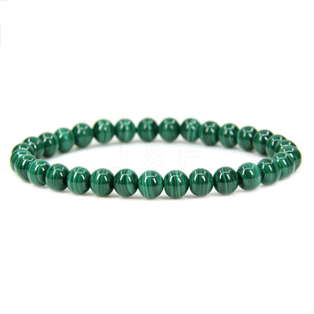 Synthetic Malachite Round Beaded Stretch Bracelet SF8562-1-1-1