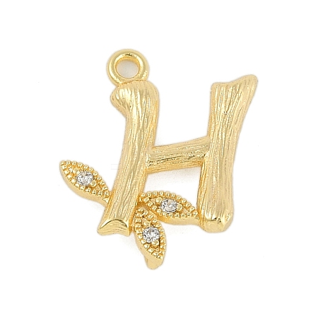 Brass Crystal Rhinestone Letter Links Connector Charms KK-S395-06G-H-1