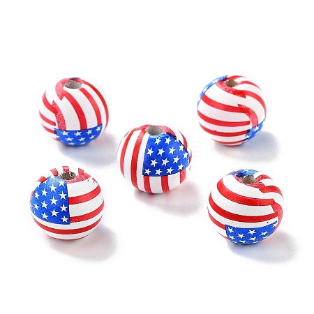 Independence Day Natural Wood Beads LS-X1-WOOD-K006-B01-1